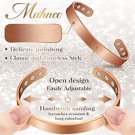Copper Bracelets for Women & Men: Magnetic Bracelets with 8 Magnets, 3500 Gauss, 100% Pure Copper