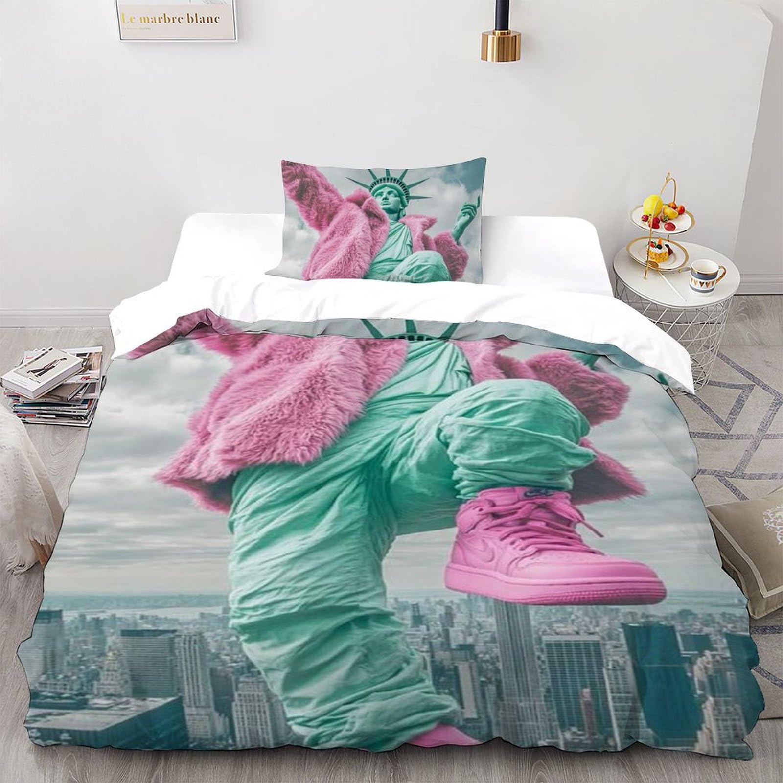 Housse de couette fermeture éclair 135x200cm microfibre pour lit d'enfant