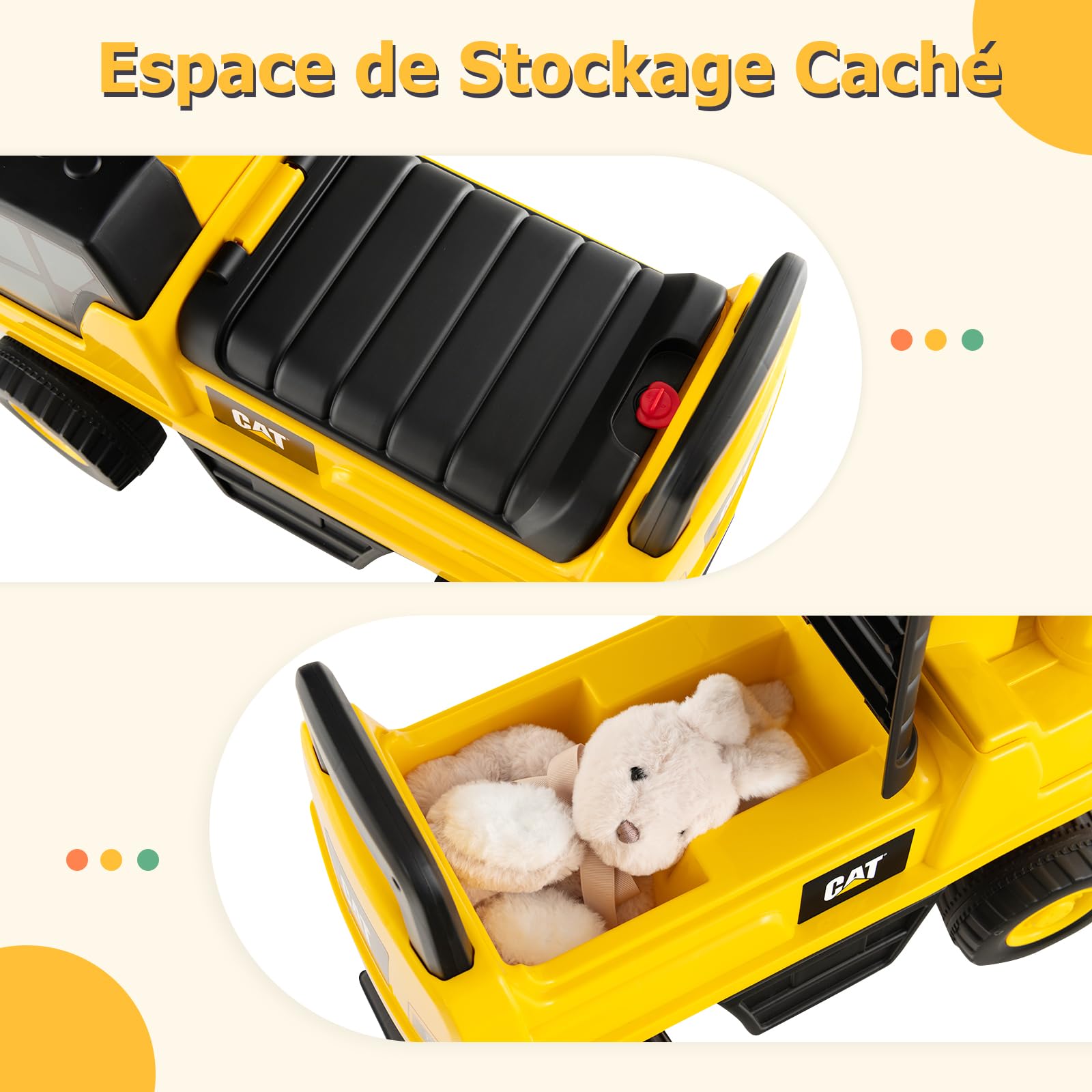 GOPLUS - Excavador para niños con brazo de ángulo ajustable, pala con bocina simulada, juguete de tractopala con espacio de almacenamiento, adecuado para niños de 1 a 3 años, amarillo + negro