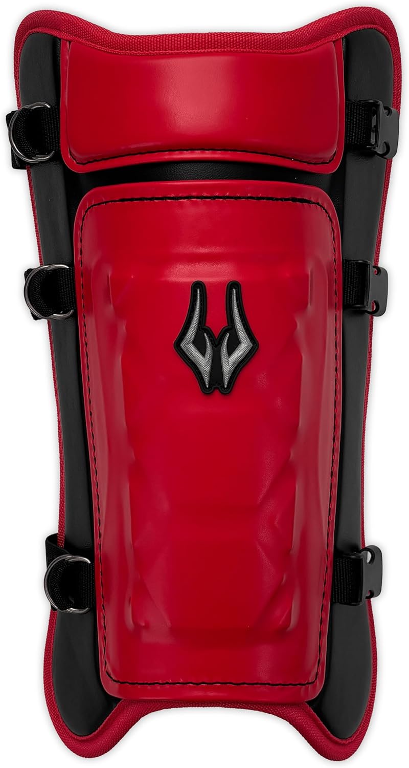 AEGIS Baseball Batter Leg Guard, Shin & Foot Protector for Adults, Red | Black