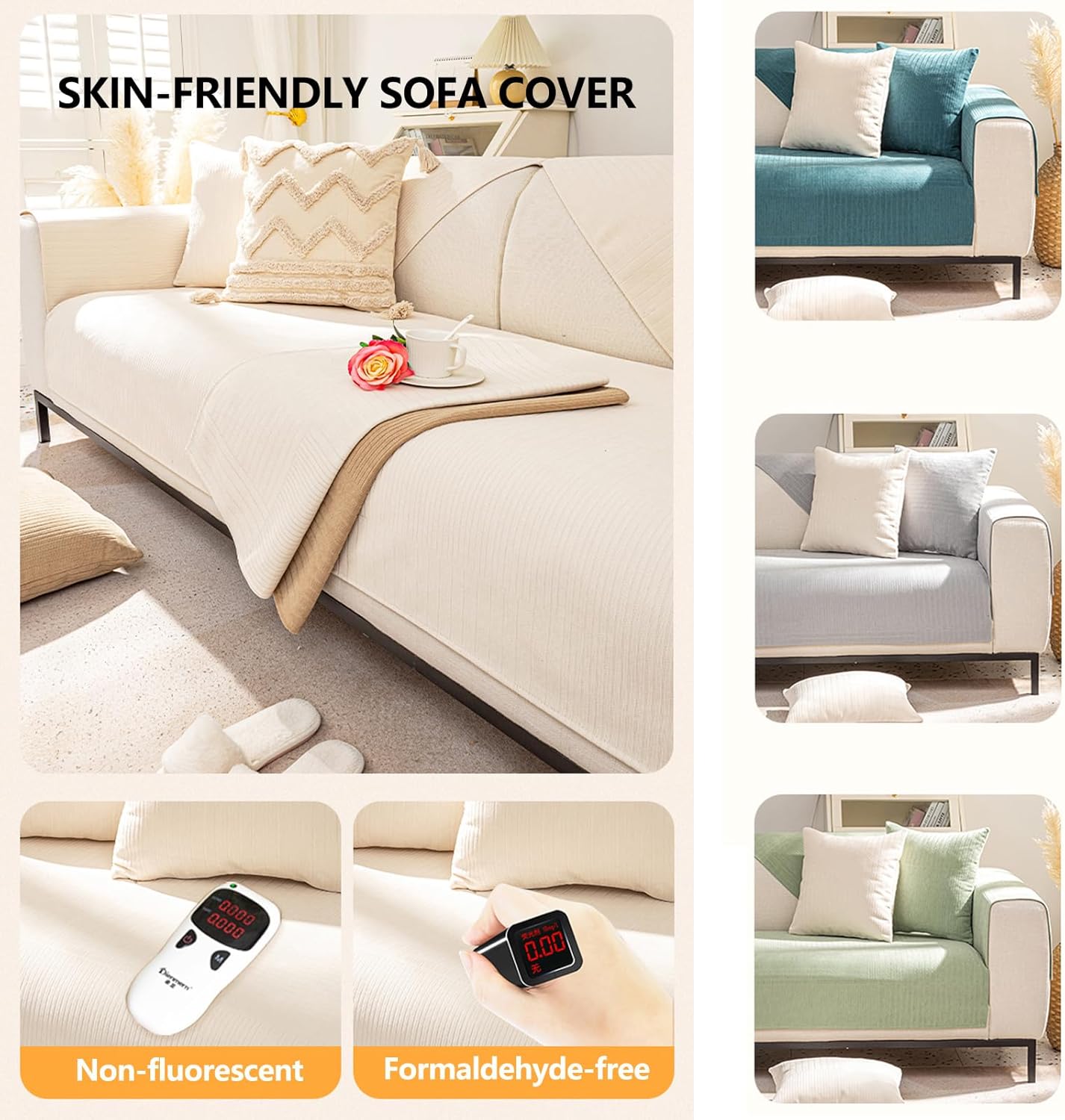L Shape Separate Cushion Couch Chaise Cover, Sofa Covers 3 Seater and 2 Seater, Not Easy to Wrinkle Chenille Sofa Slipcover with Exquisite Grain, Anti-Slip for Sectional Sofa