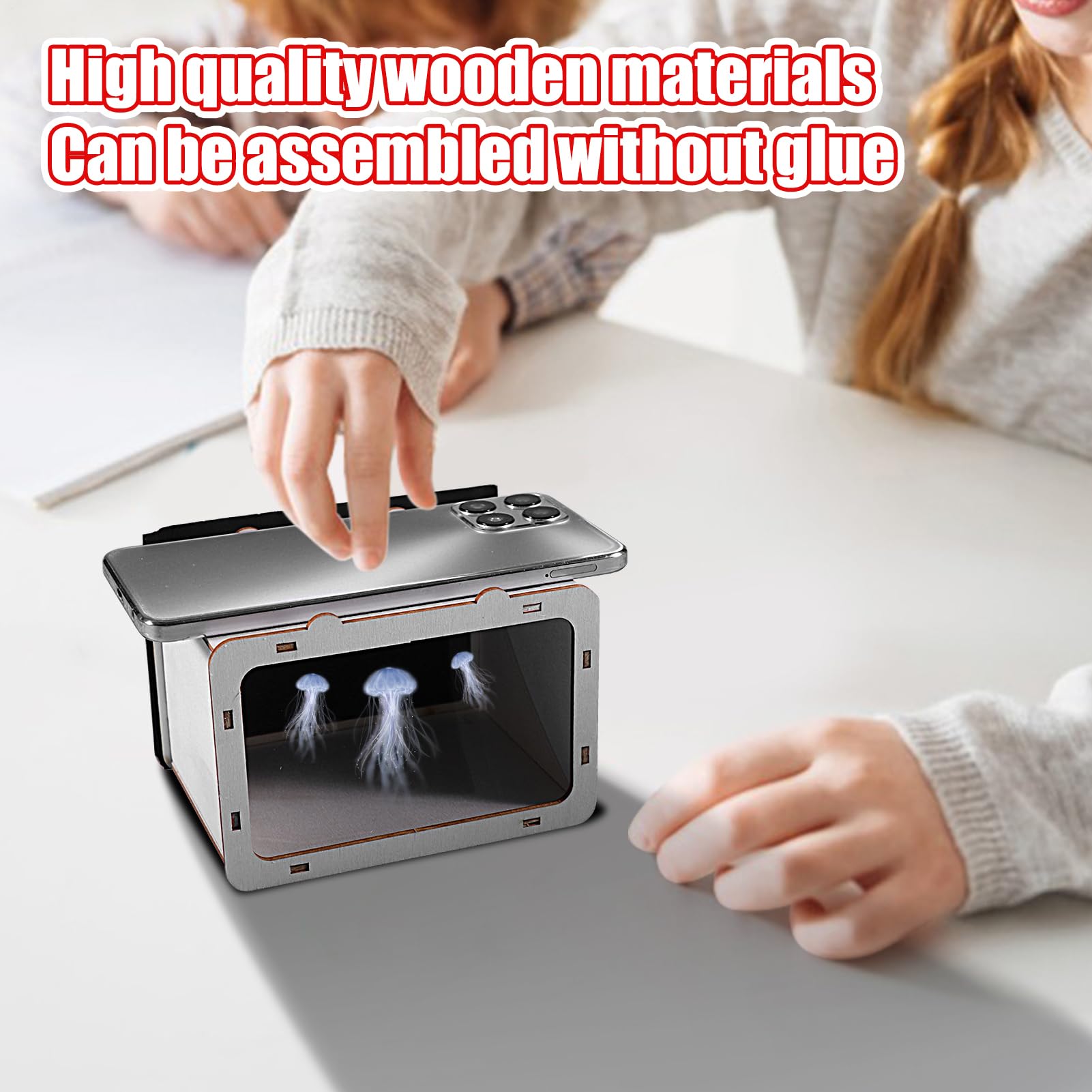 Display olografico fluttuante, proiettore per telefono home cinema, proiettore tridimensionale per smartphone con pannello riflettente, per display mobile in acrilico trasparente con facile
