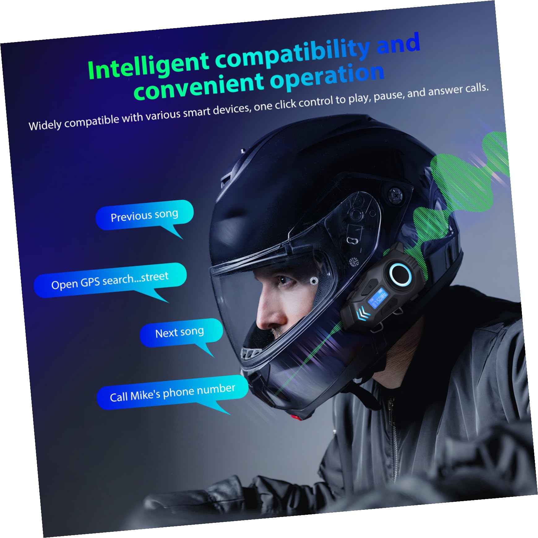 SHINEOFI Auricolare Moto Wireless 6.0 per Casco con Microfono, Ip65, 800mah, Comfort Ergonomico per Escursioni Motociclistiche Quotidiane