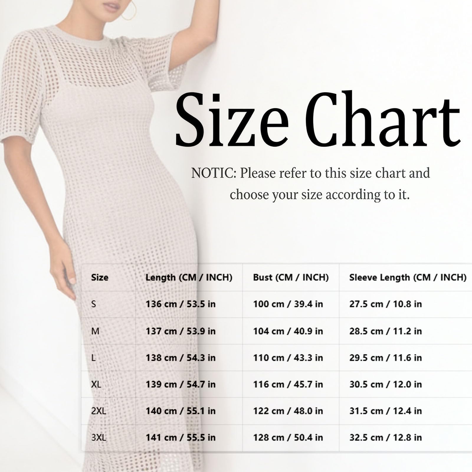 Generisch Elegante maxi abito a due strati in maglia con motivo bucato, maxi abito all'uncinetto, design Hollow-Out, copricostume, con sottoveste