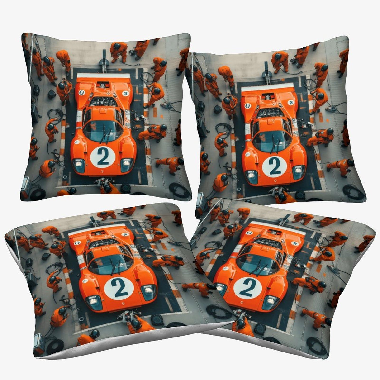 Xiaopangxy Formulaa Racing-7 Formulaa Racing Cushion Covers 45X45cm, 4 Pcs, Pit Stop Throw Double Printed Pillow Case Formulaa Racing Accent Pillow Covers