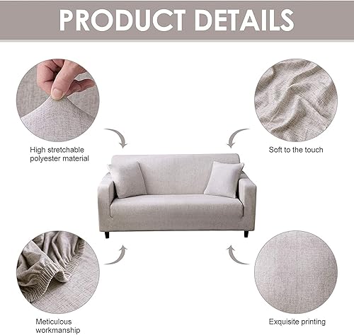 Miniatura 4 de WDong Fundas elásticas para sofá de 1 plaza estampadas, fundas para sillón de 1 plaza universal, de 1 plaza con 1 funda de almohada (S, patrón Qmh)