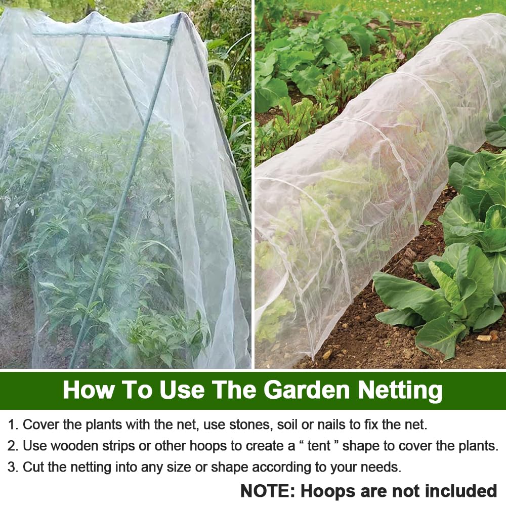 Red de jardín, 10 x 30 pies, cubierta para plantas, malla ultrafina, protección contra plagas, mosquitera para pájaros, plantas, para verduras, frutas, flores, cultivos, jardín