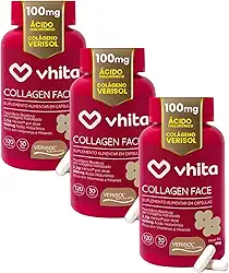 Vhita Colágeno Hidrolisado Verisol Com Ácido Hialuronico 120 Cápsulas - 3 Potes
