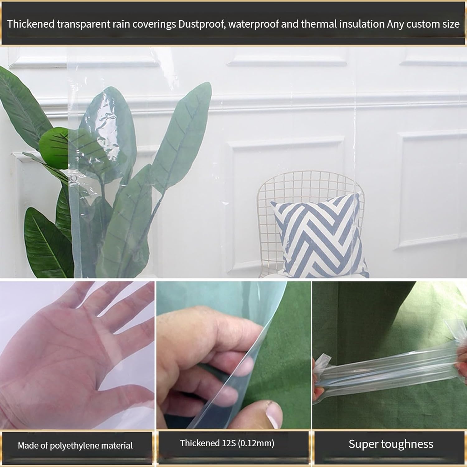 Gazebo Plexiglass Sheet, Window Well Cover with Grommets and Elastic Rope, Insulation Shed Cloth, 60 Sizes (Color : Clear, Size : 24.6x9.84'/7.5x3m)