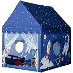 Kids Play Tent Playhouse Indoor Tent for Kids Boys Toddler, Large Castle Play House Bed Tents Spaceship Outer Space Rocket Blue, Kid Toys for Boy Girl Birthday, Christmas House Gift