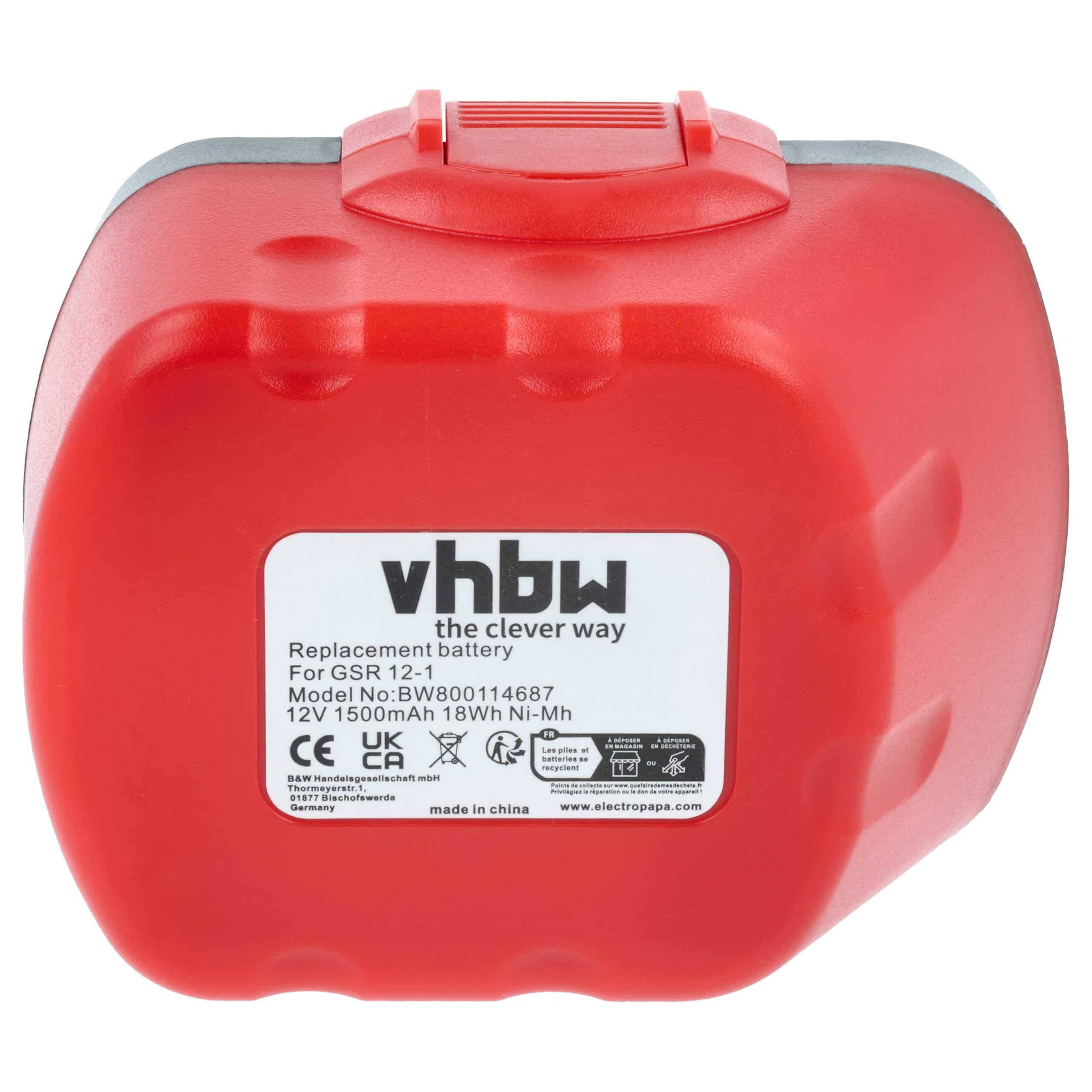 vhbw 2X Batterie Compatible avec Bosch GSR 12-1