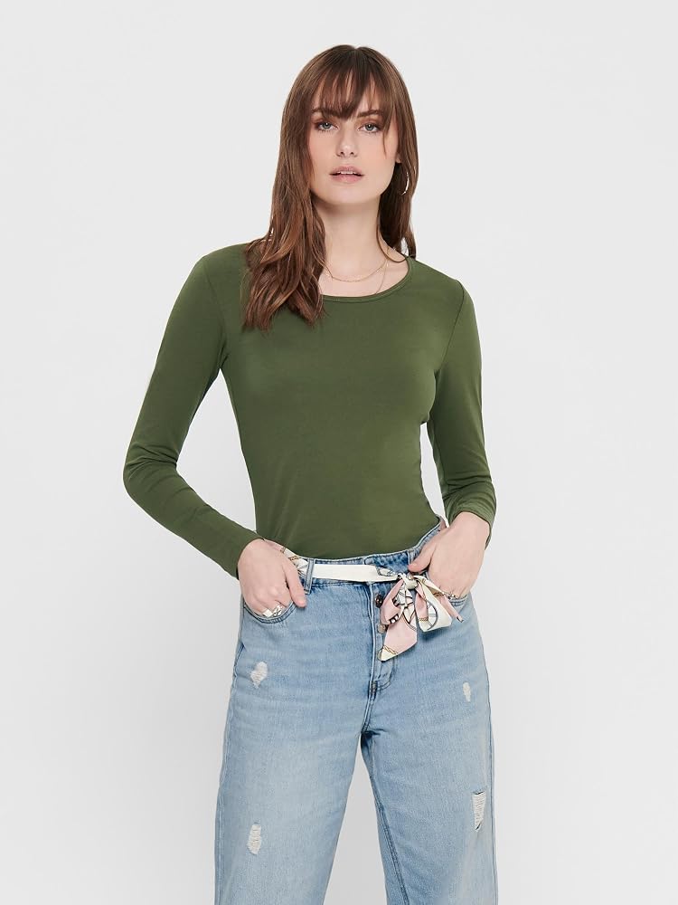 ONLY Onlpure Life-Maglietta Corta Donna - Top A Maniche Lunghe, Taglia L/S, Collezione ONLY