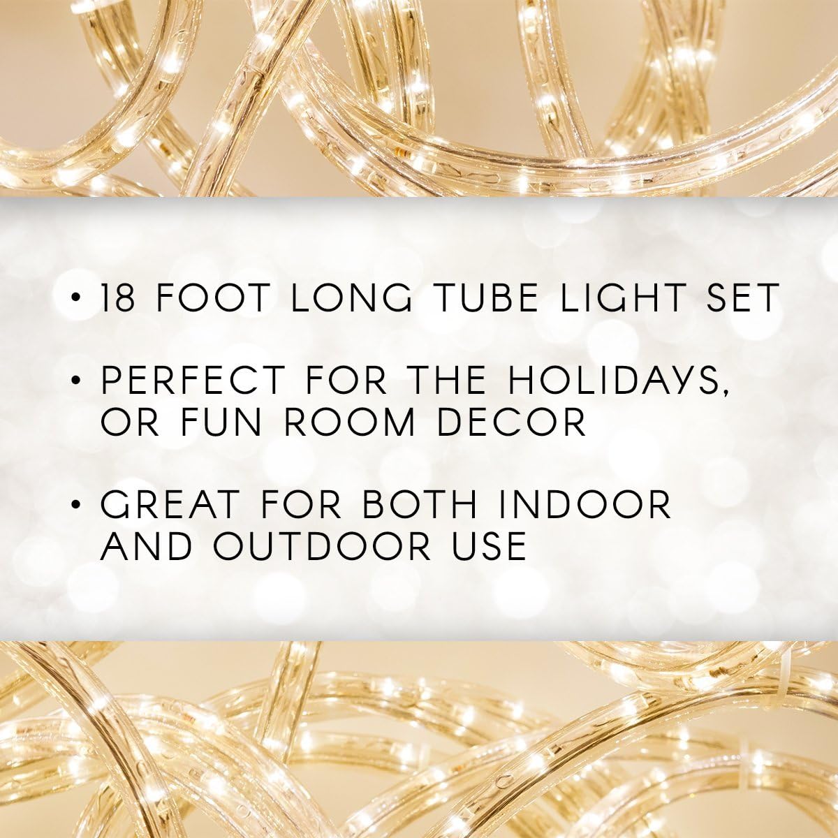 Darice 18’ Long Rope Light Set – 216 Bright Lights for Indoor or Outdoor Use – Flexible Clear Tube Light Makes Decorating Fast and Easy – Connect Up to 16 Sets – 36 Watts, 120V (1 18’ Piece Per Pack)