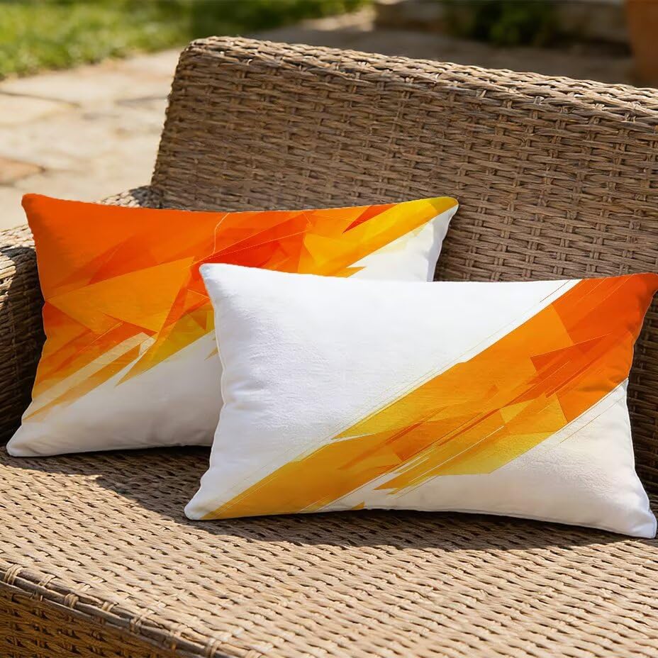 Housse de coussin de jardin 40x70 imperméable orange lin housse coussin extérieur UV