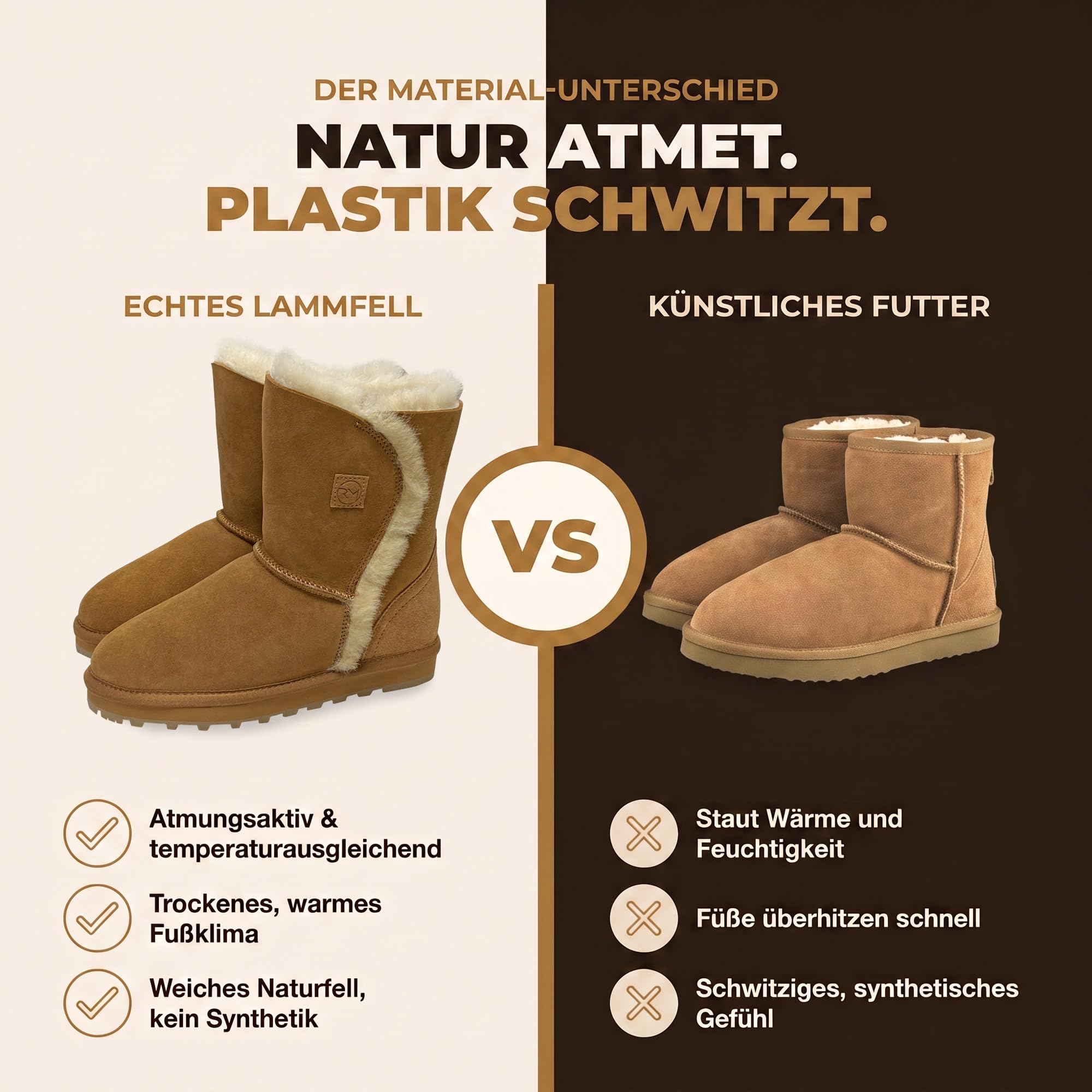 Rohn Moden Helsinki Lammfell Boots Damen – Stiefel Lammfell gefüttert & Winterstiefel aus 100% echtem Lammfell, warm und atmungsaktiv – Lammfell Stiefel Damen – leichte EVA-Gummisohle
