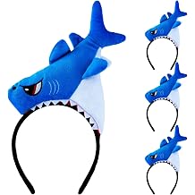Beviliu Shark Headbands Blue, Animal Ears Shark Fin Headband for Adults Halloween Cosplay, Shark Fin Costume Hat Accessories for Shark Sea Ocean Party Birthday, 4 Pack