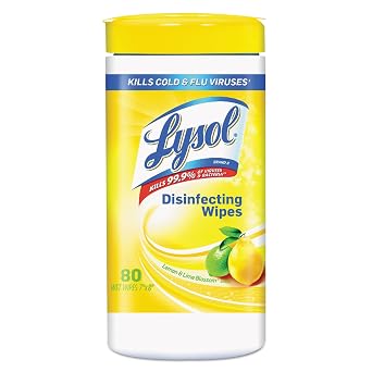 Lysol 77182EA Disinfecting Wipes,80 Wipes/Tub, Lemon/Lime Blossom