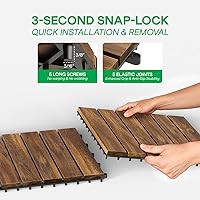 Vista 6 de Idzo Baldosas de Terraza Entrelazadas 9.6 PIES CUADRADOS - 10 PIEZAS Baldosas de Madera de Acacia Impermeables, Baldosas de Piso para Interiores