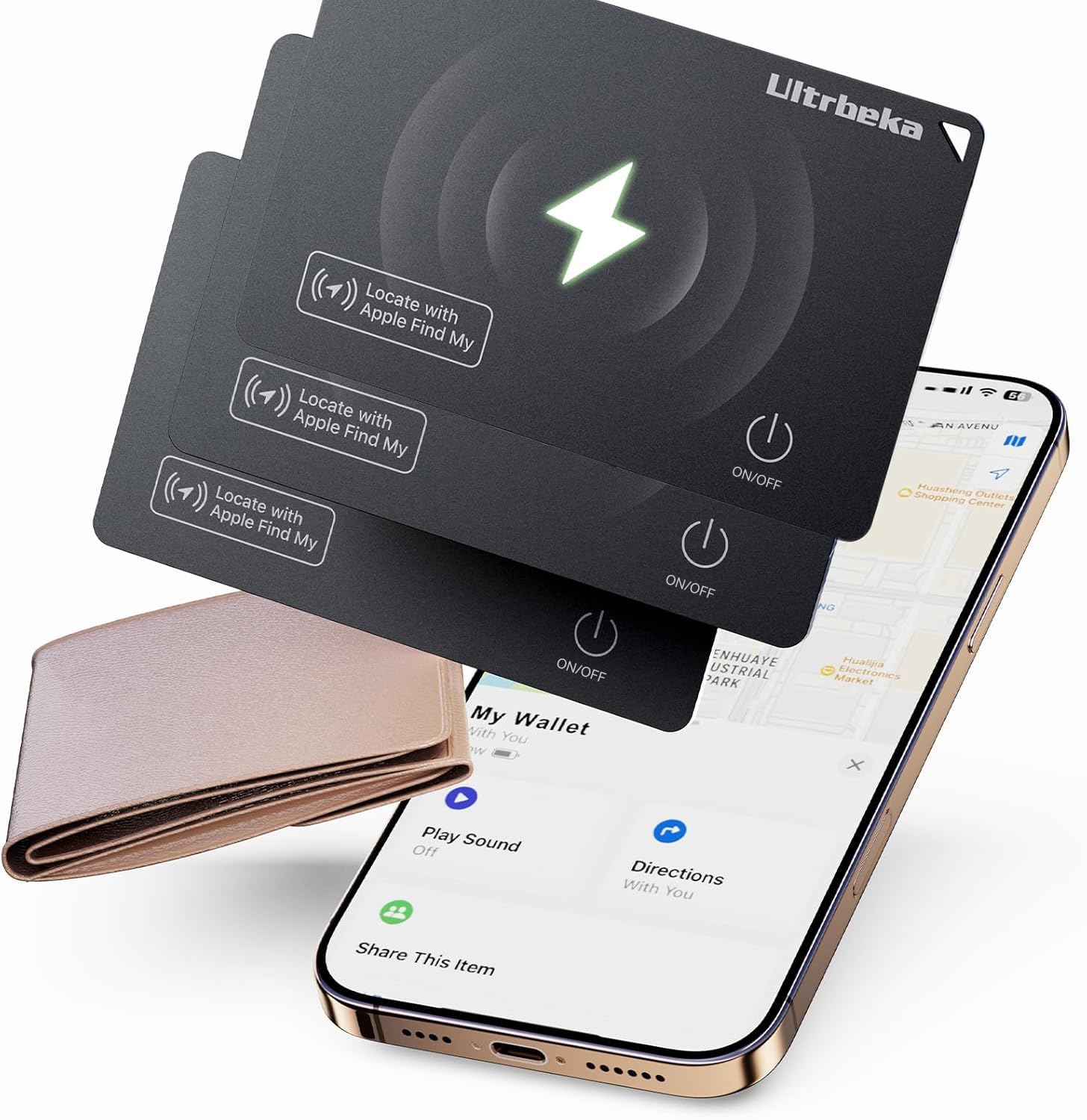 Photo 1 of Ultrbeka Rechargeable Ultra-Thin Wallet Tracker Card 0.094in IP68 Waterproof Bluetooth Tracker for Wallets, Passport, Work with Apple Find My, iOS Only [Apple MFi Certified]- 3pcs