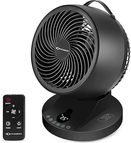 Mycarbon Ventilateur Silencieux 25db 12 Vitesses Turbo Ventilateur Avec Telecommande Minuterie 10h Oscillation Horizontale Et Verticale Ventilateur De Table A Circulation D Air Pour Bureau Chambre Amazon Fr Bricolage