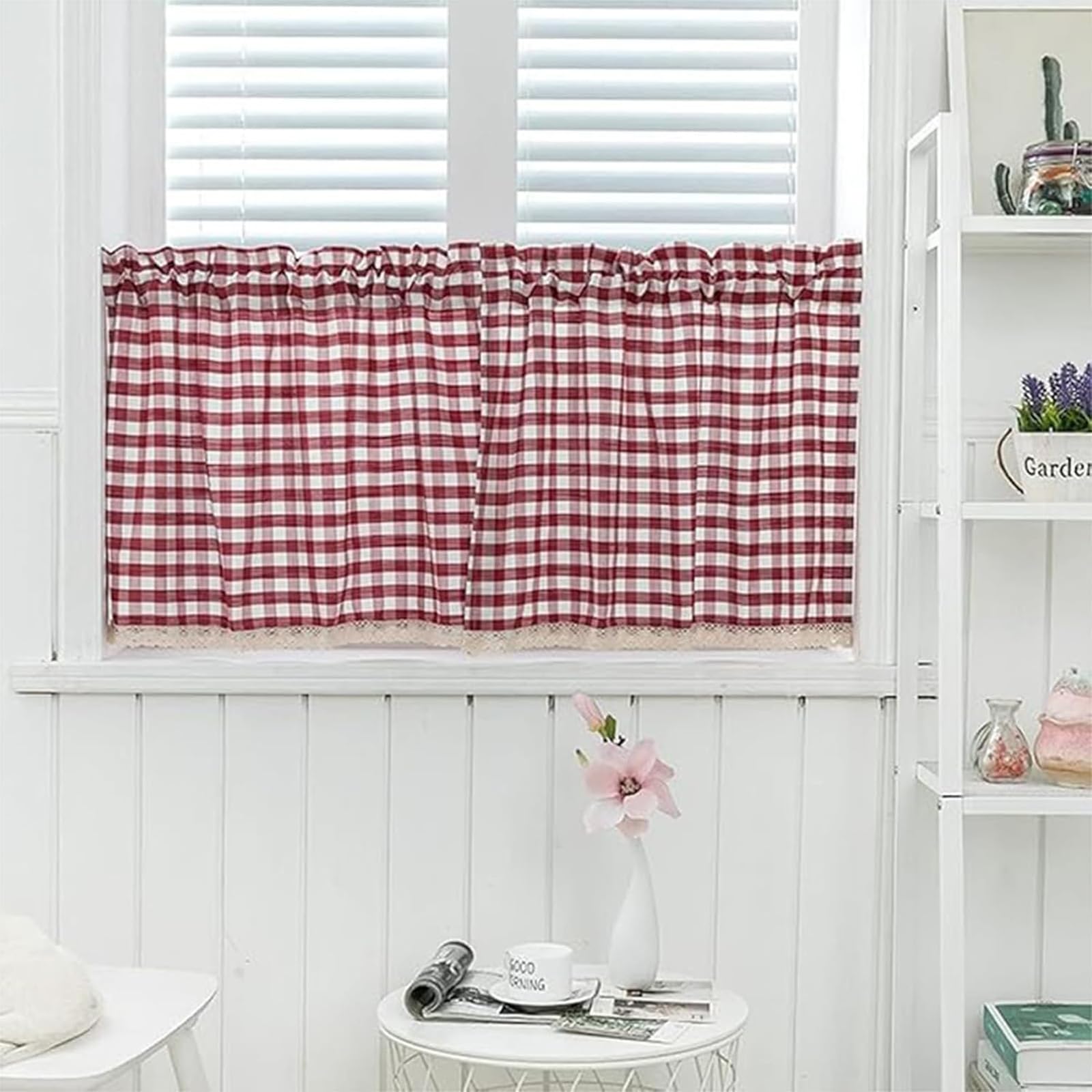 Generico A,W75xH60cm, Tenda da Cucina Ombra in Cotone E Lino Tenda da caffè Multifunzionale per Cucina Soggiorno Sala Pranzo Tende da Interni Confortevole Tende per La Decorazione