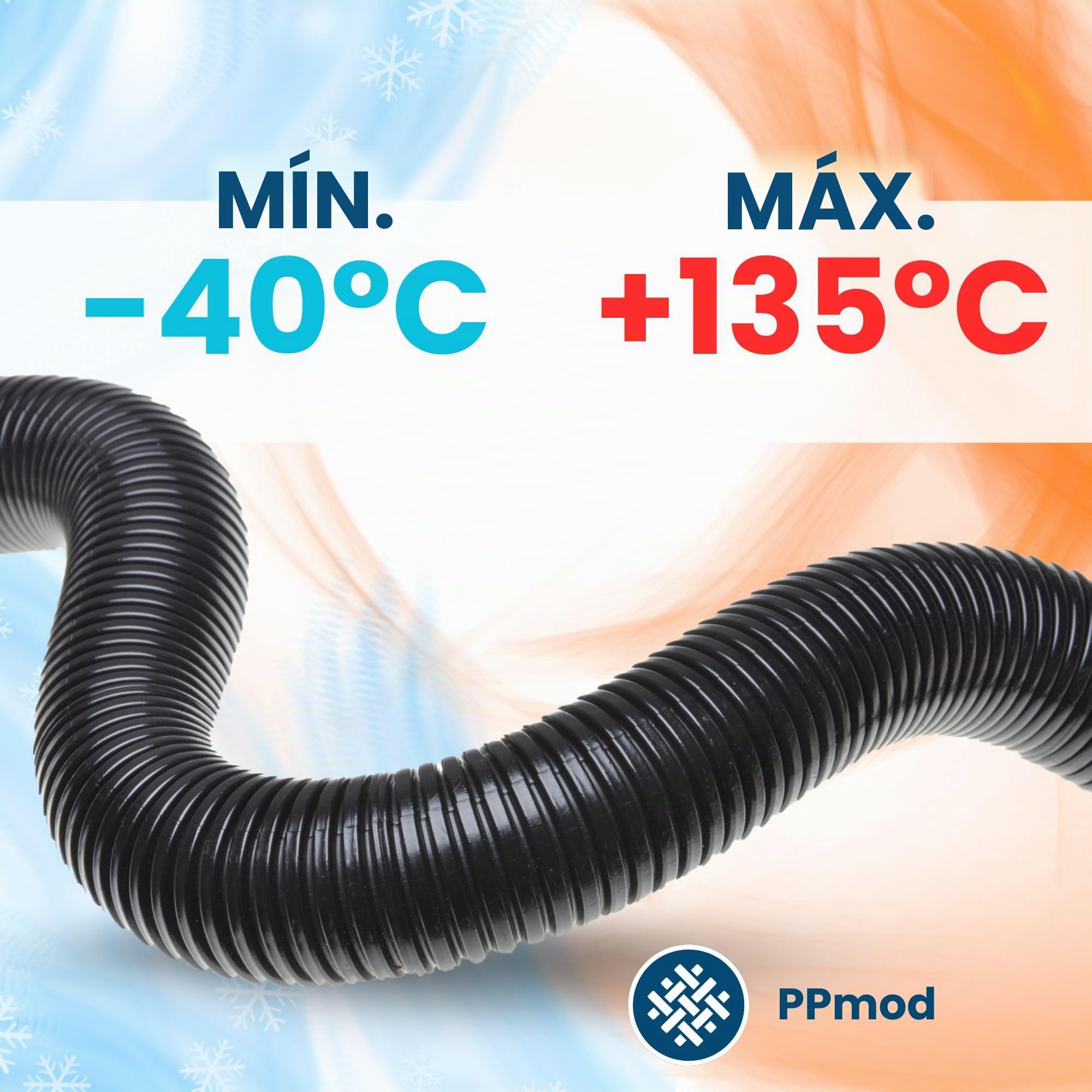 Kalitec 10m Tubo Corrugado de 2 Piezas - Protector de Cables UV 21,3mm | Manguera flexible divisible para instalaciones solares y fotovoltaicas. Resistente a martas y altas temperaturas.