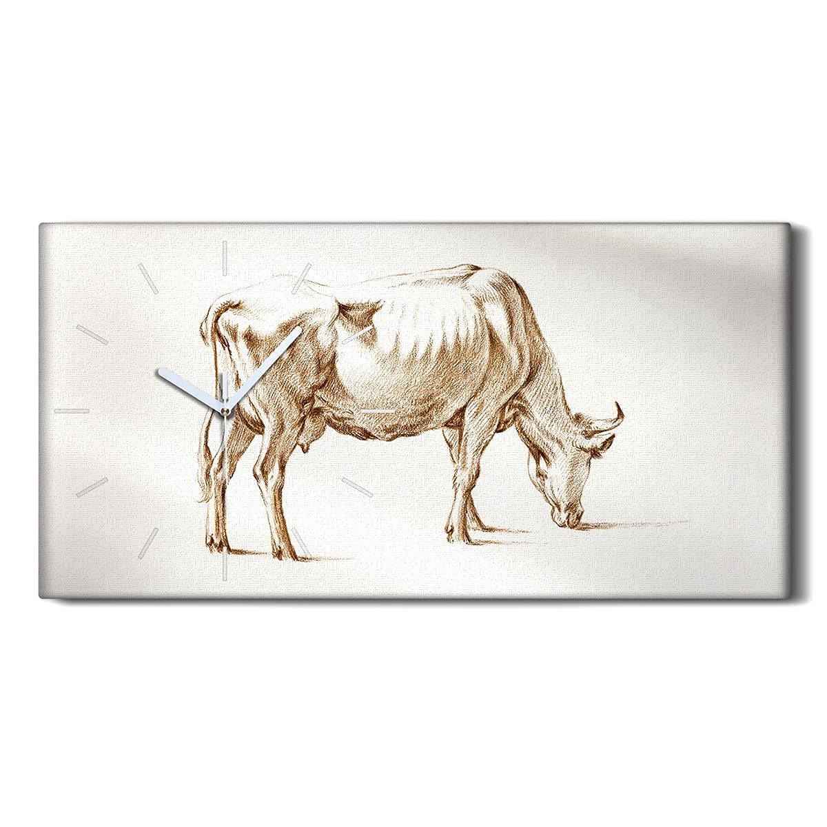 Horloge sur Toile Salon Vache 60x30cm - Art Mural Moderne Ne Pas Tic Tac pour Chambre