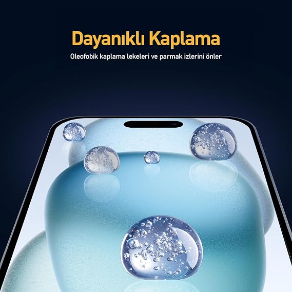 BUFF LABS iPhone 15 5D EasyFit 2 Adet Kolay Uygulama Aparatlı Ekran Koruyucu Temperli Cam