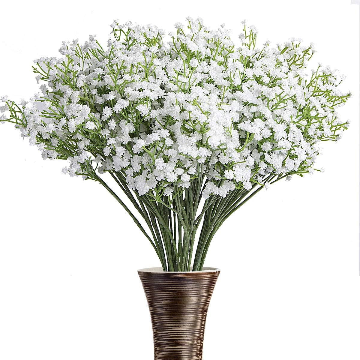 ShenHO 12Pcs Baby Breath/Gypsophila Artificial Fake Silk Plants (White)