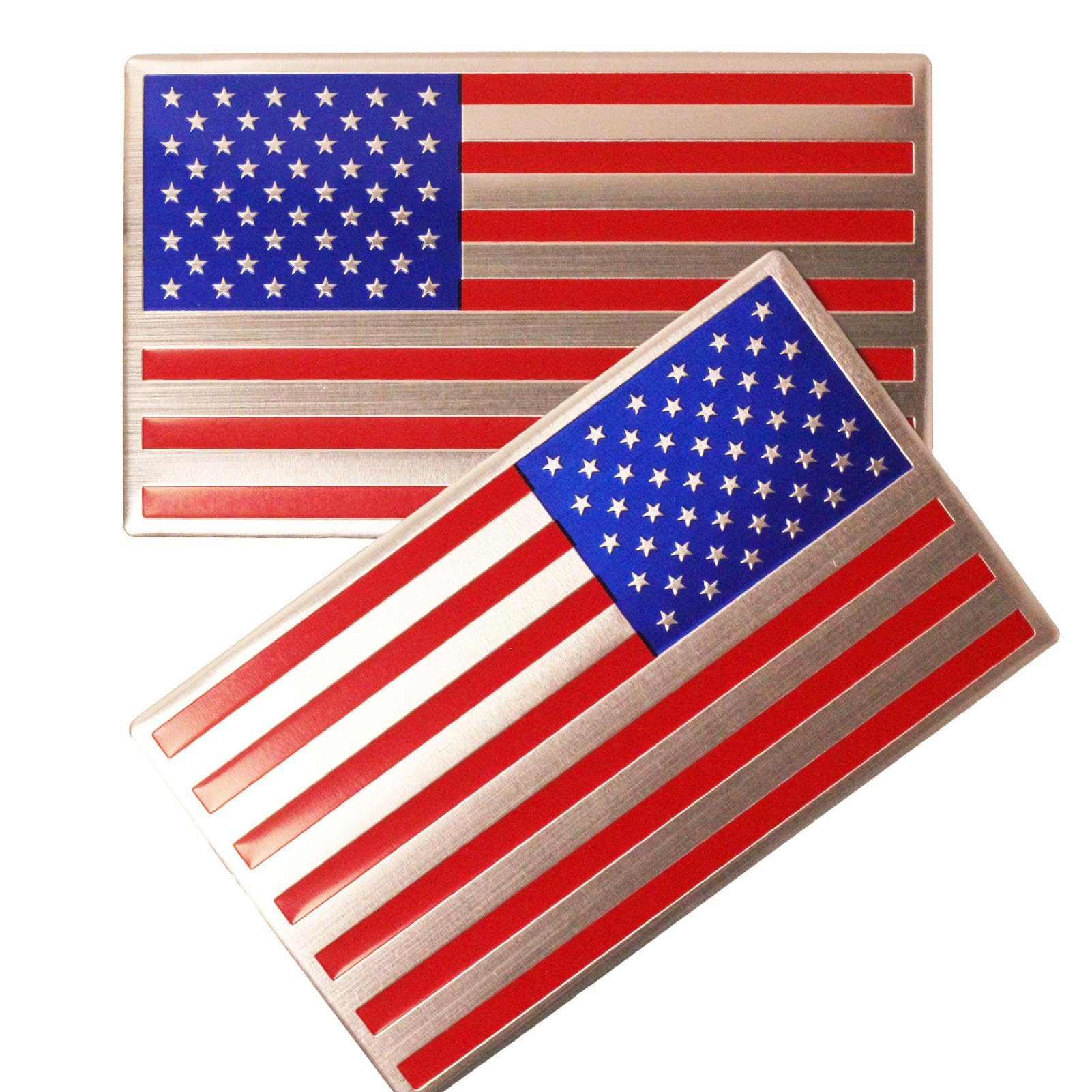 Generic 2 Pack 3D Metal Red American Flag Sticker for Car, Embossed Red 5" x 3" Patriotic American Flag Decals for Trucks, Compatible with Jeep, Trucks, RV, SUV and More