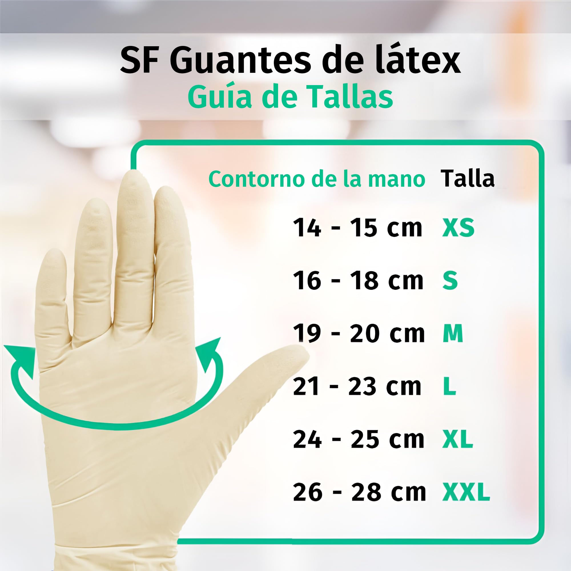 SF Guantes de látex desechables sin polvo – L, blancos, 1000 (10x100) unidades, elásticos y resistentes para medicina, limpieza y uso profesional