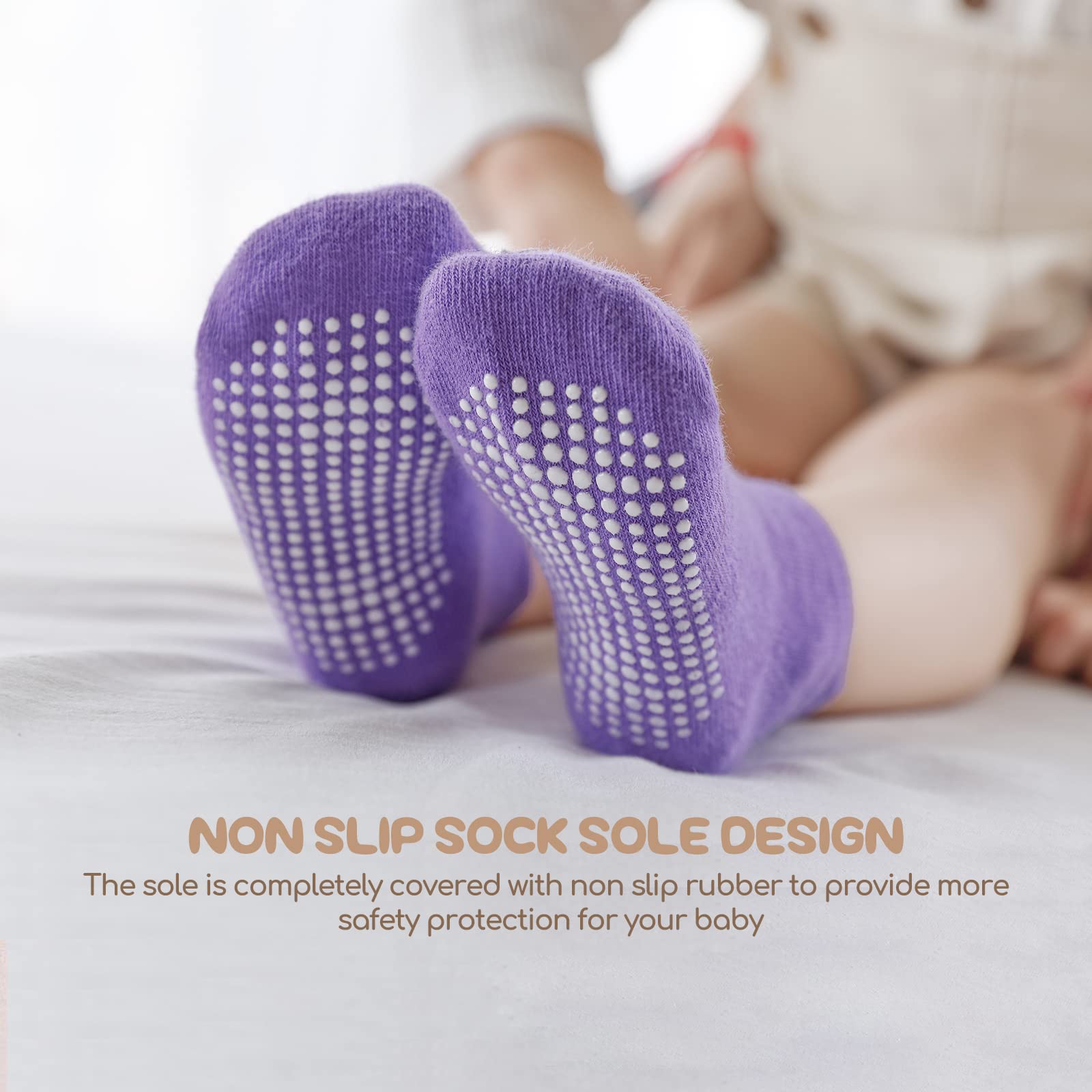 Non Slip Grip Ankle Baby Socks 12 Pack for Toddler Boys and Girls Kids Infant Baby Cute Cotton Socks