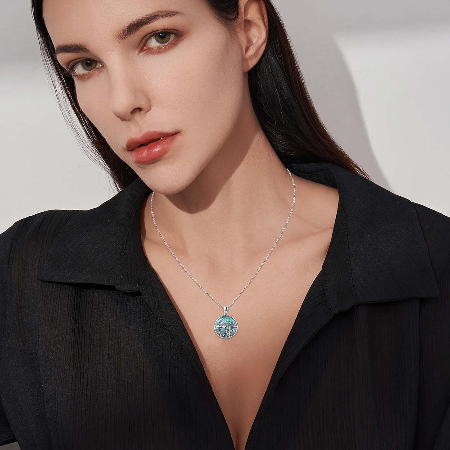 Midir&Etain Western Necklace 925 Sterling Silver Turquoise Pendant Highland Cow/Cow Skull/Hat/Tag/Cactus/Boot Cowgirl Country Jewelry for Women Men - Image 5