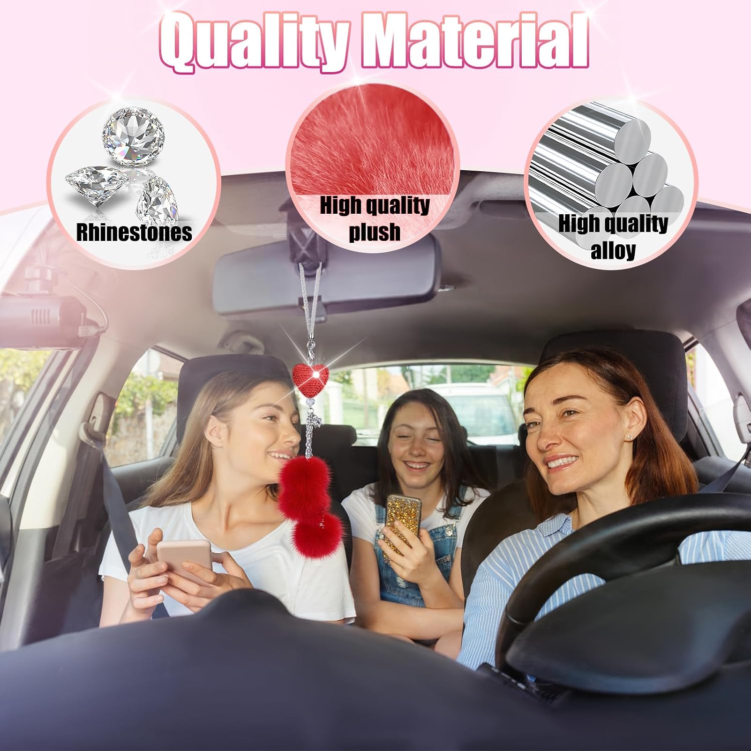 Bling Car Hanging Ornament, Bling Car Mirror Hanging Accessories for Women image 3
