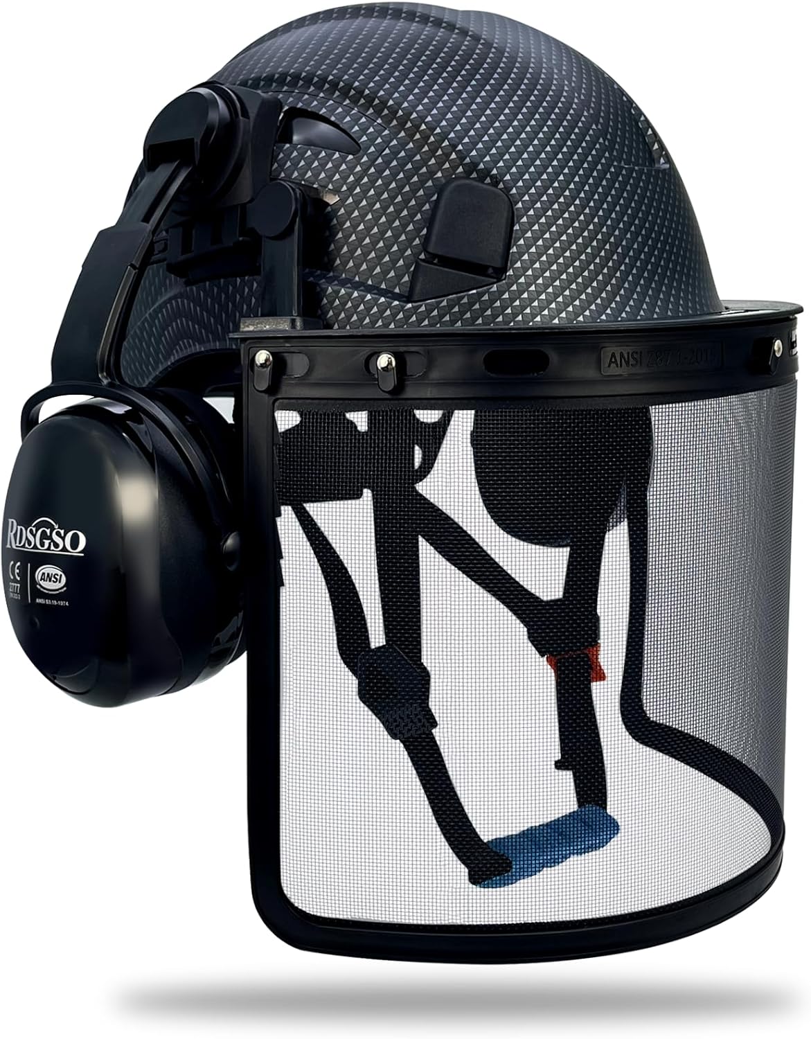Chainsaw Safety Hard Hats with Mesh Face Shield and Ear Muffs Forestry Safety Helmet Outdoor Work Head Protection ANSI Approved