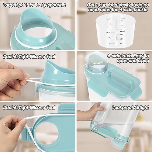 Miniatura 46 de Contenedor de almacenamiento de 5 a 7 libras, recipientes portátiles para alimentos para mascotas con boquilla grande y taza mejoradas, dispensador