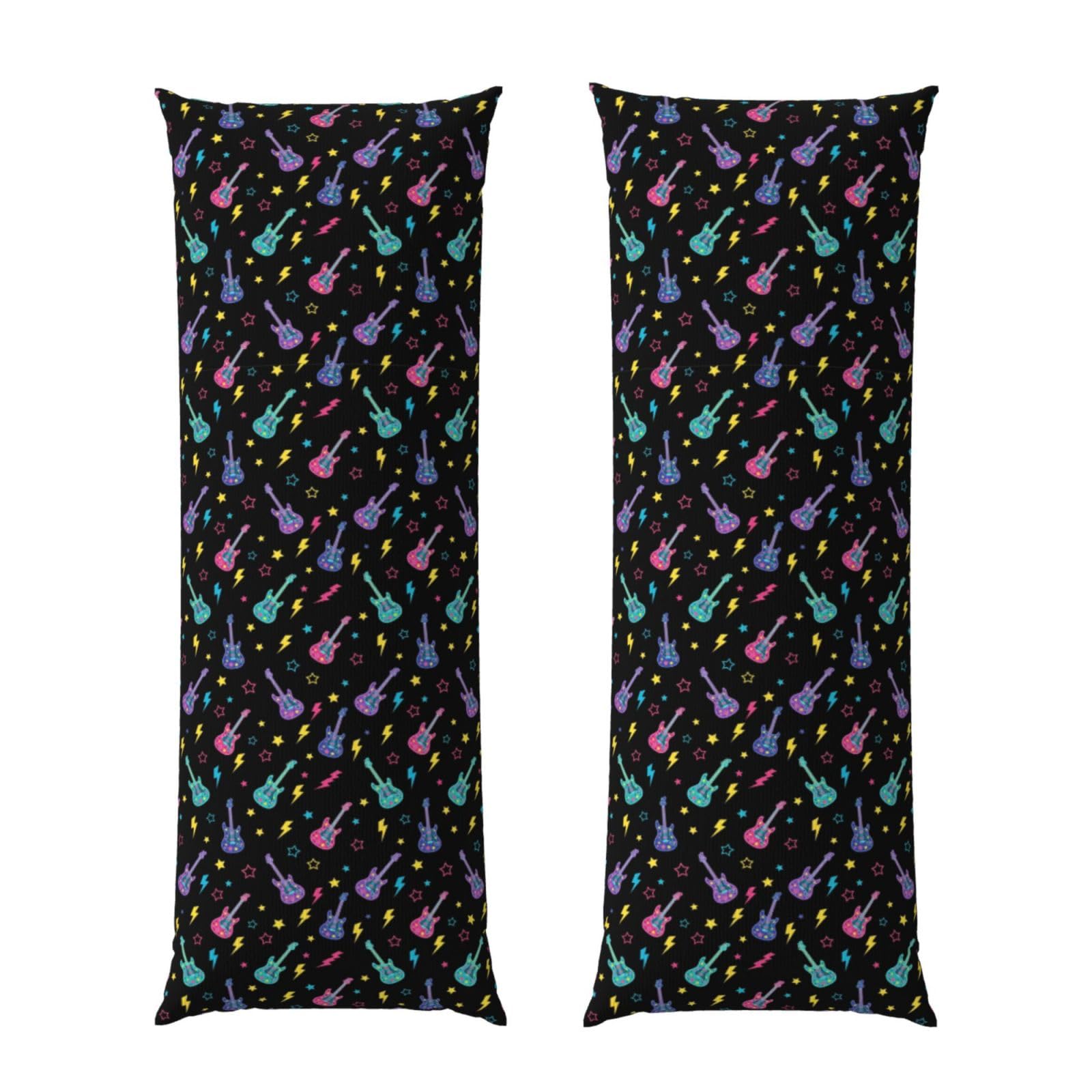Body Pillow Cover 20x60 Trippy Electric Guitars, Premium Velvet Long Pillowcase with Hidden Zipper, Breathableffy Rectangular Case for Bedroom Home