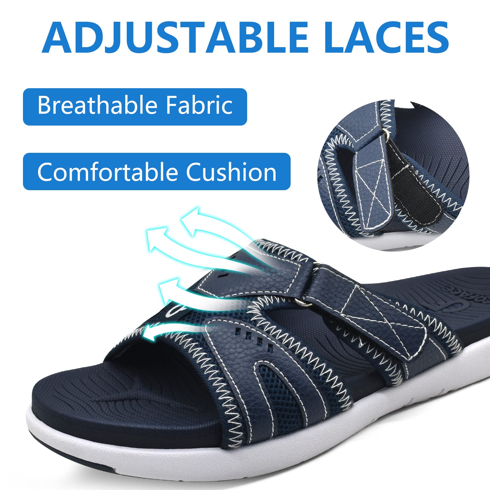 COFACE Hombre Sandalias de Recuperación Deportiva Fascitis Plantar Cojín Suave Soporte de Arco Ligero Toboganes Ortopédicos para Hombre