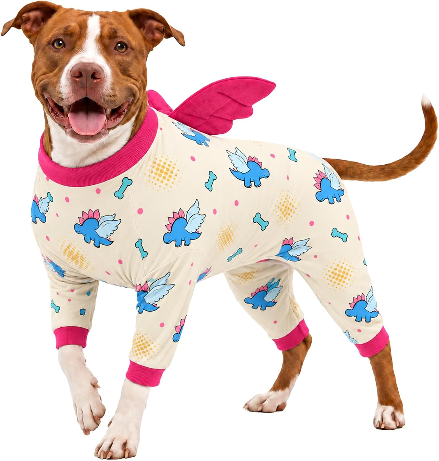 LovinPet Pink Stego Dino Dog Pajamas, Size Medium
