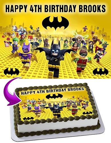 Cakecery Lego Batman - Decoración de imagen de pastel comestible personalizada para pastel de cumpleaños, 14 hoja
