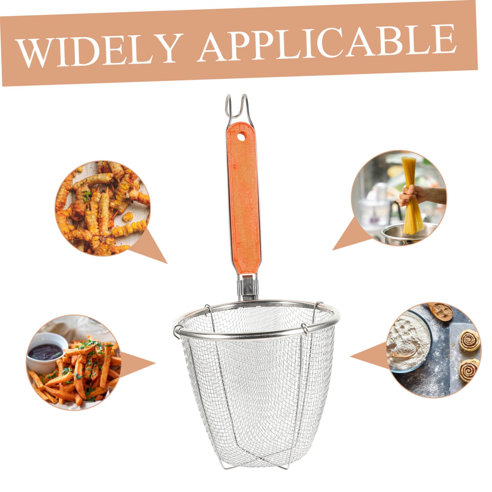 Garneck 4 Stück Nudelsieb Edelstahl Lebendmittelsieb mit Holzgriff Feinmaschiges Siebkorb für Pasta Kochen Haushalt