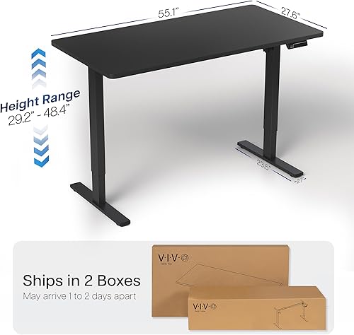 Vista 468 de VIVO DESK-KIT-1W6G - Escritorio eléctrico de pie de 60 x 24 pulgadas, ajuste de altura de memoria, serie 1B, parte superior de nogal oscuro de una