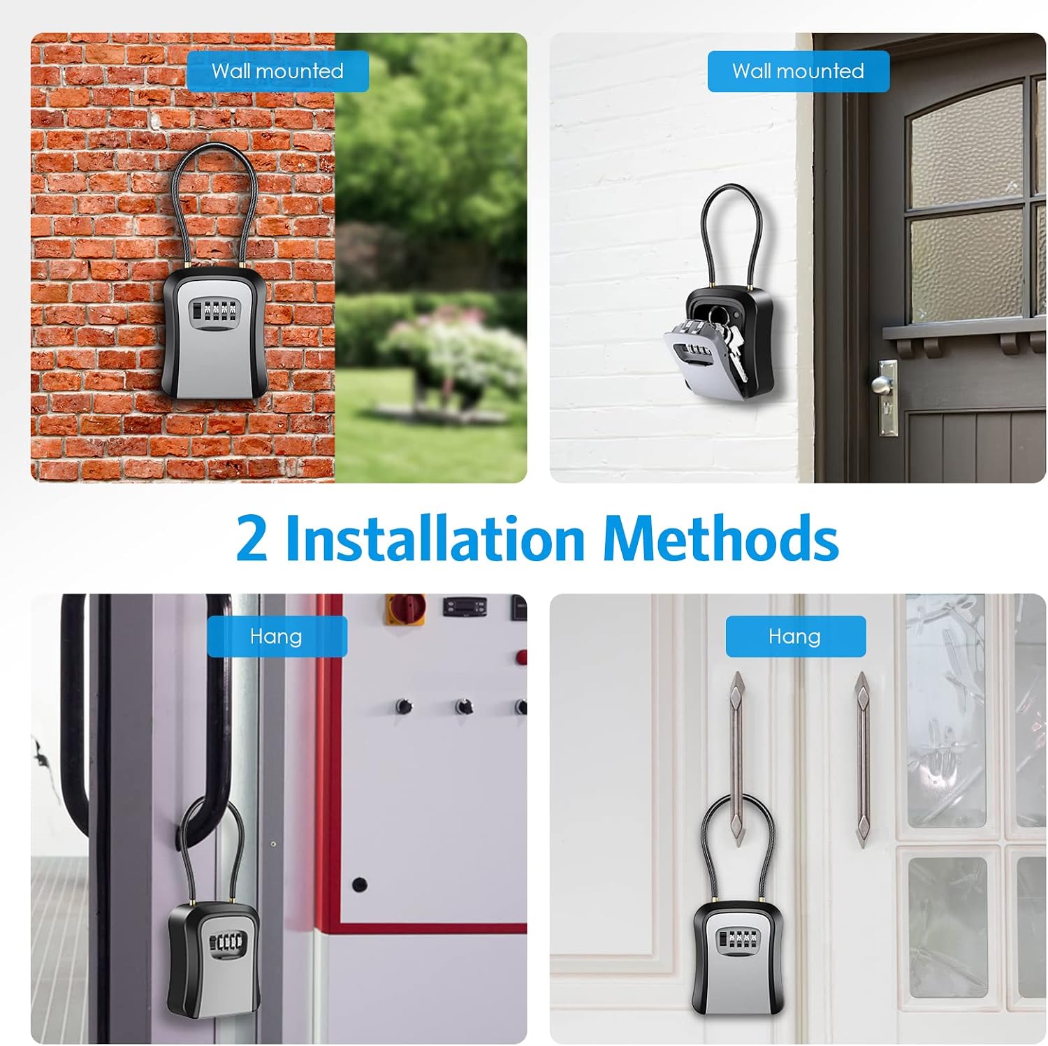 AMIR Key Lock Box for Outside - Newest Portable 4 Digit Combination Lockbox for House Keys - Waterproof Resettable Key Hiders Key Safe Security Storage Lock Box for Indoor Outdoor