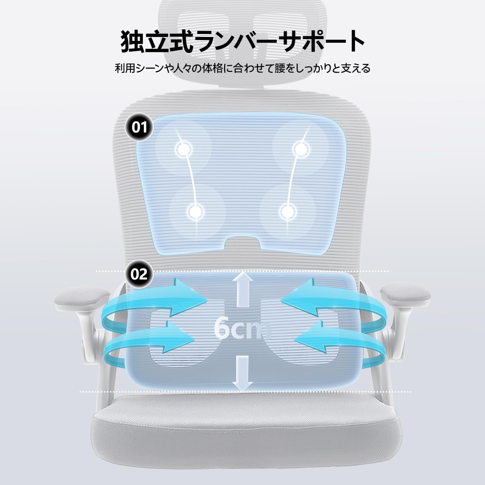 Amazon.co.jp: オフィスチェア 独立式ランバーサポート 椅子