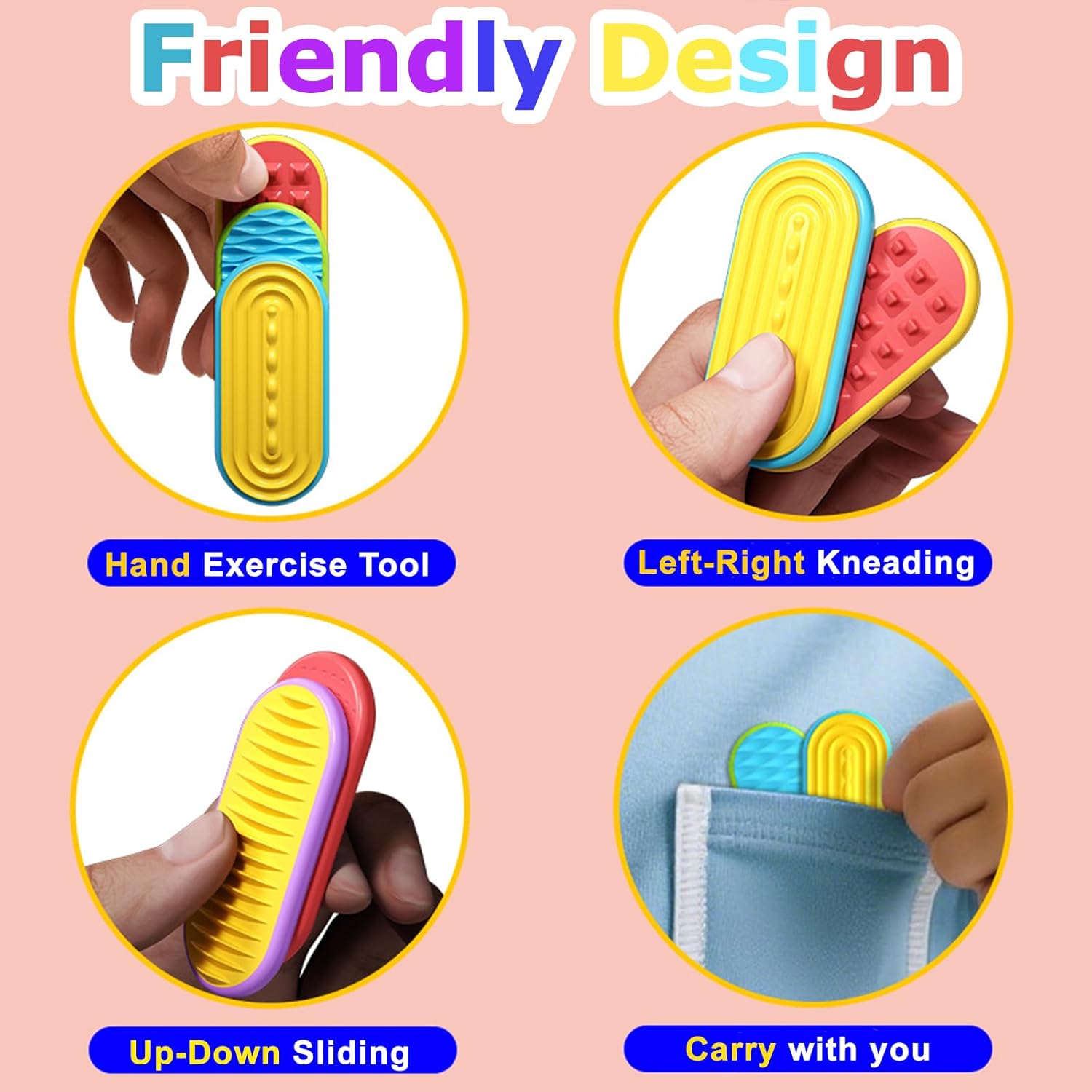 Sensory Fidget Magnet Toys,Textured Silicone Magnetic Sliders for Autism & ADHD,Quiet Stress Relief Sensory Toy for Adults Office Desk / Travel Classroom Must Haves (6 Pack).