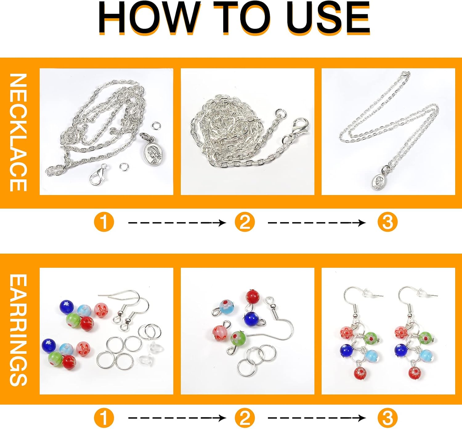TOAOB 784pcs Jewelry Making Kit with Earring Hooks Chains Jump Rings Pins Charm Beads Jewelry Accessories for Necklaces Bracelets Earrings Making and Repairing