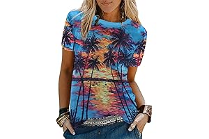 Sunset Palm Tree Hawaiian Shirt for Women: Tropical Summer Beach Vibes