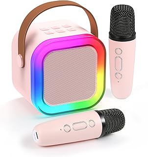 Fede Karaoke Machine for Kids Adults, Mini Karaoke Machine with 2 Wireless Microphones, Portable Bluetooth Speaker with Vo...