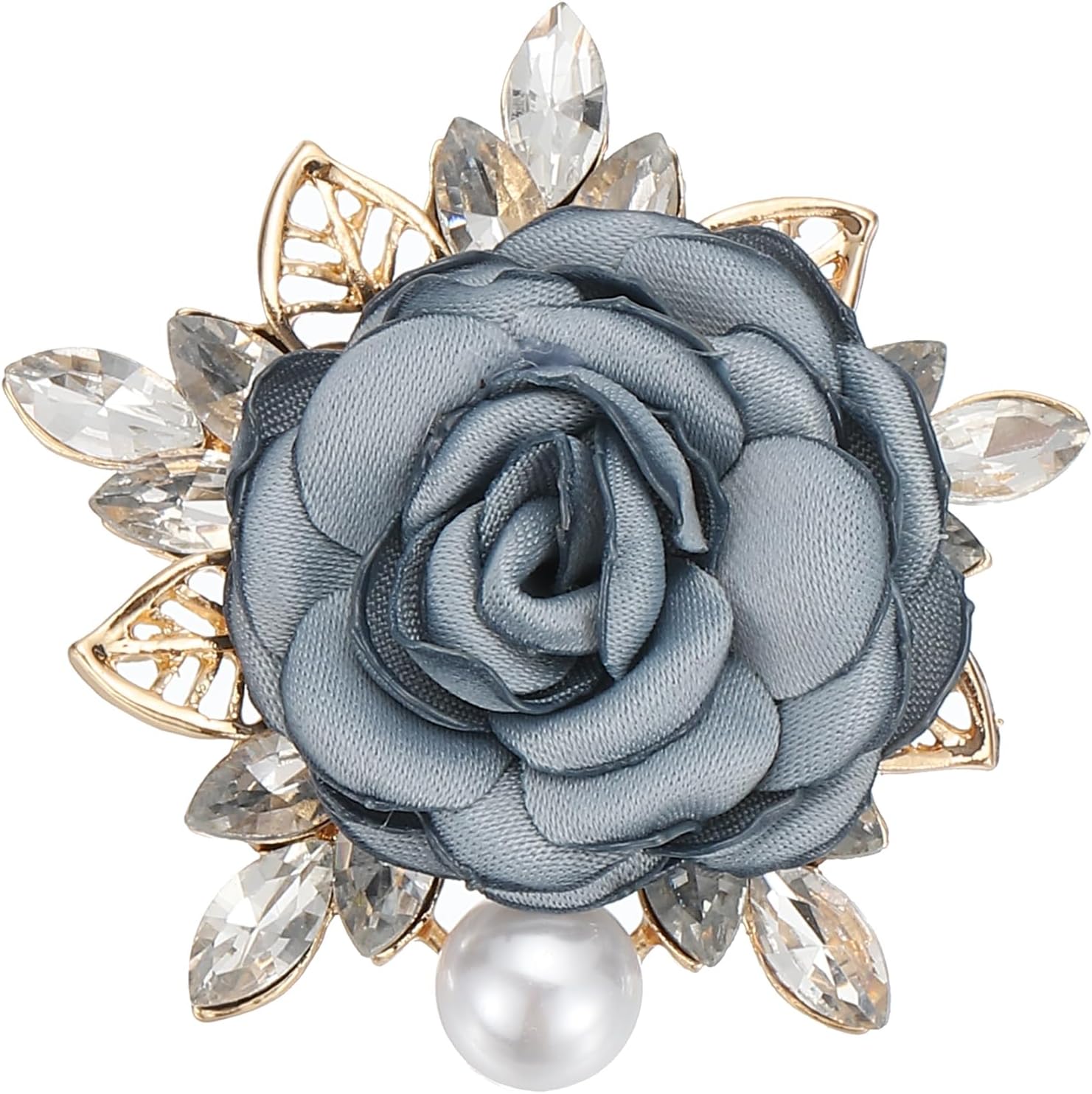 PATIKIL Flower Pearl Brooch, Brooch Pin for Women Men Wedding Party Gold Plated Leaf Lapel Pin Clothing Dress Accessories Birthday Graduation Jewelry for Women Men, Light Blue