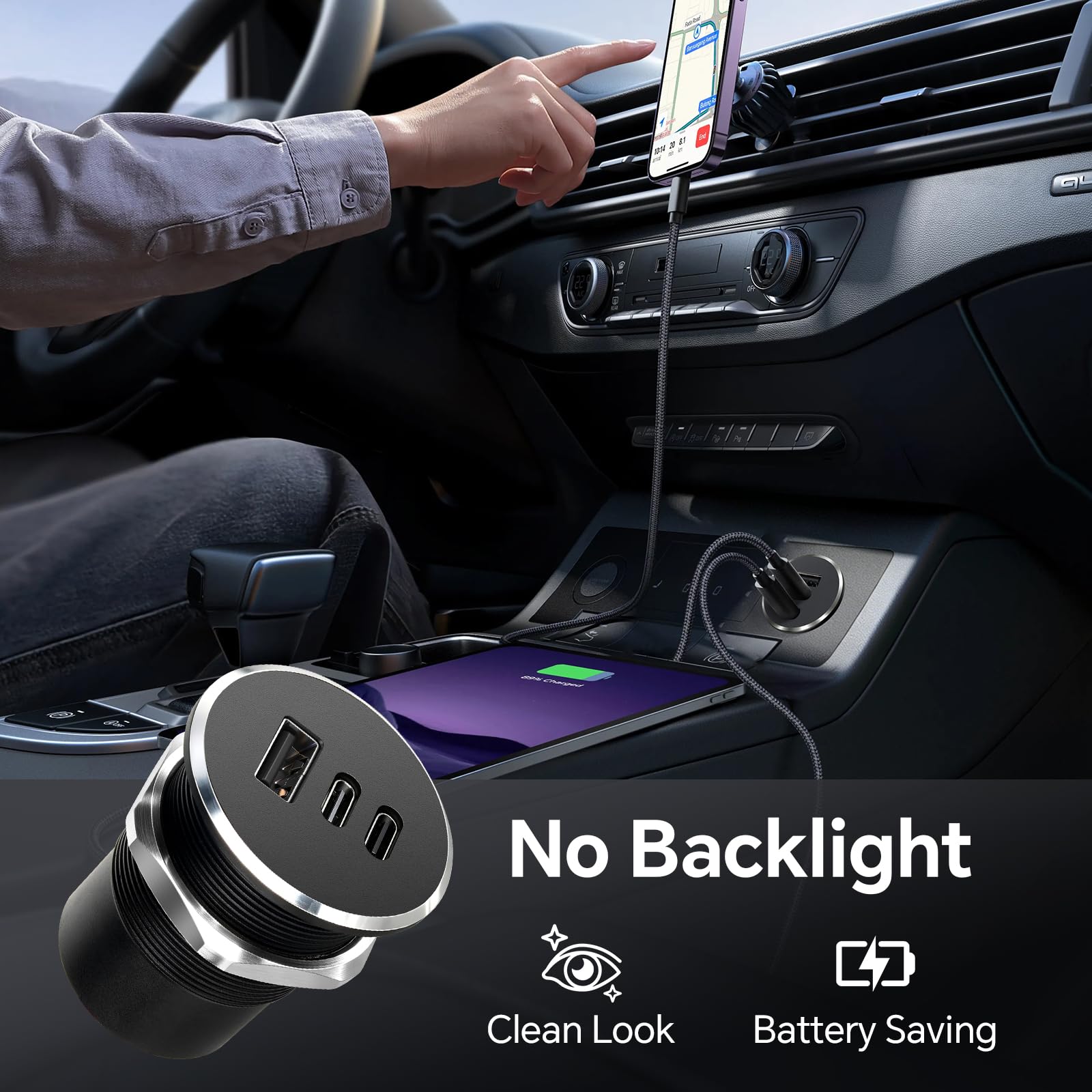 Gniazdo USB C 12 V, kamper USB, całkowicie aluminiowe, podwójny port typu C PD 3.0 i QC3.0 szybka ładowarka do samochodu, kampera, furgonetki, łodzi, ciężarówki, 2 szt